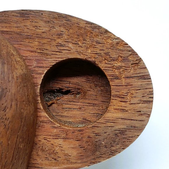 Vintage Oval Hinged Box Trinket Hard Wood Stash 2.5" - Picture 8 of 8